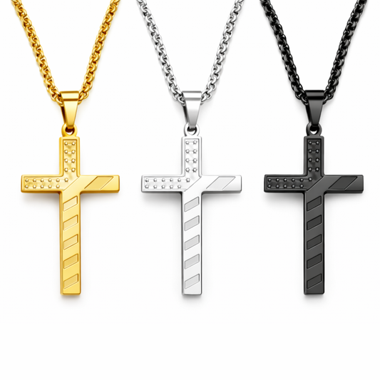 Men’s Flag Cross Pendant Necklace – Stainless Steel