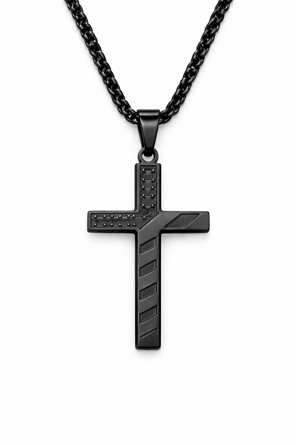 Men’s Flag Cross Pendant Necklace – Stainless Steel