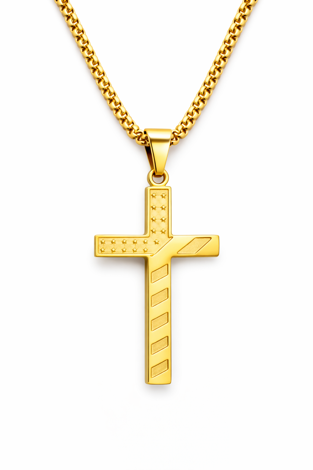 Men’s Flag Cross Pendant Necklace – Stainless Steel
