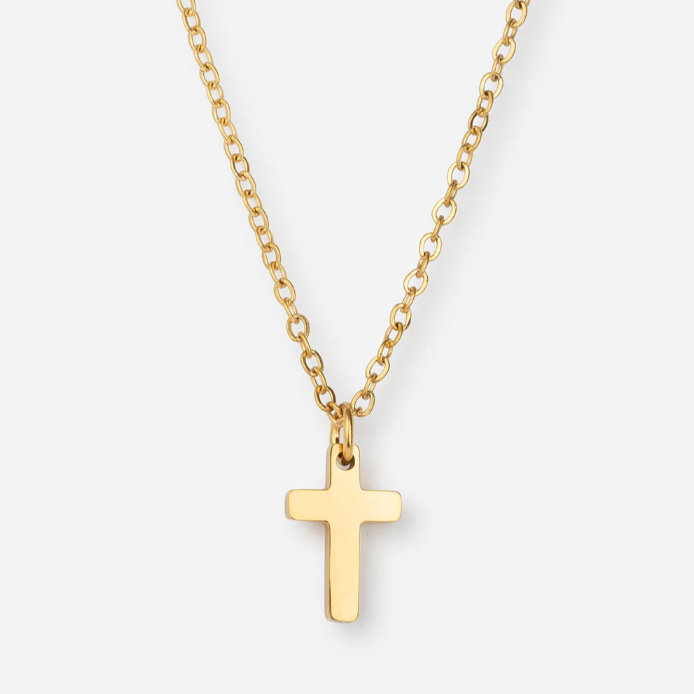 Minimalist Gold Cross Necklace – Elegant Christian Faith Pendant