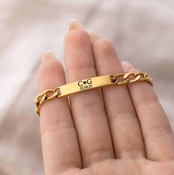 Custom Engraved Name Chain Bracelet Gold And Silver– Unisex
